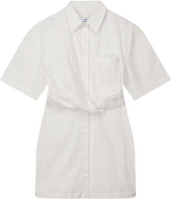 Deconstructed Short Sleeve Dress - Irregular White Stripe