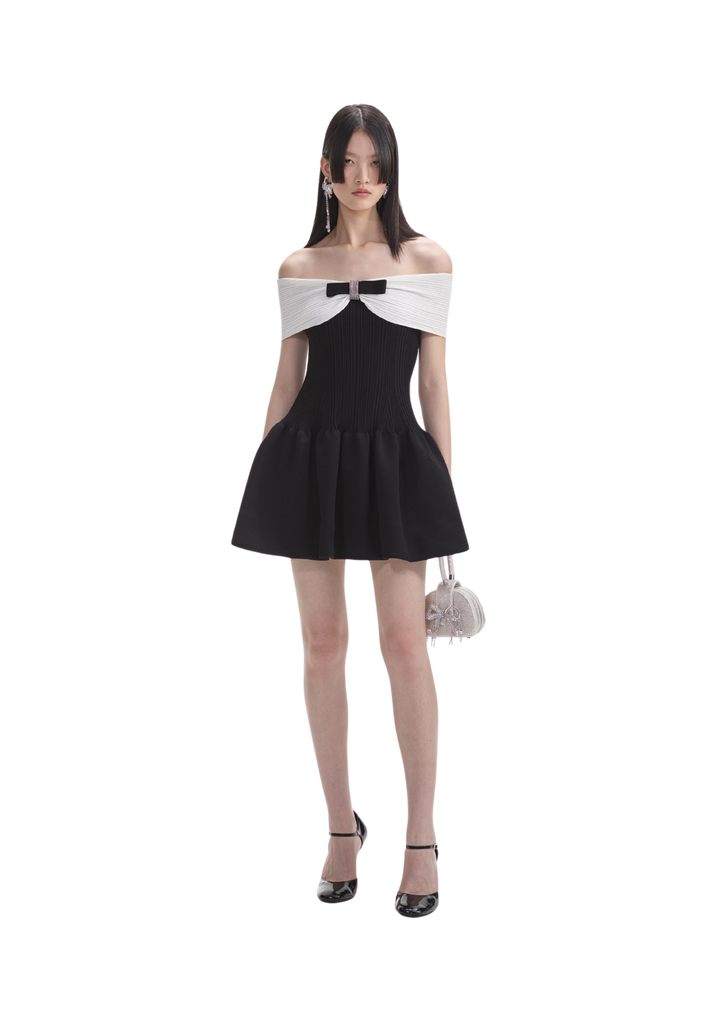 Self-Portrait - Kjoler - Knit Bow Mini Dress - Black