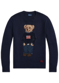 Bear Sweater-Long Sleeve-Pullover - Navy Multi