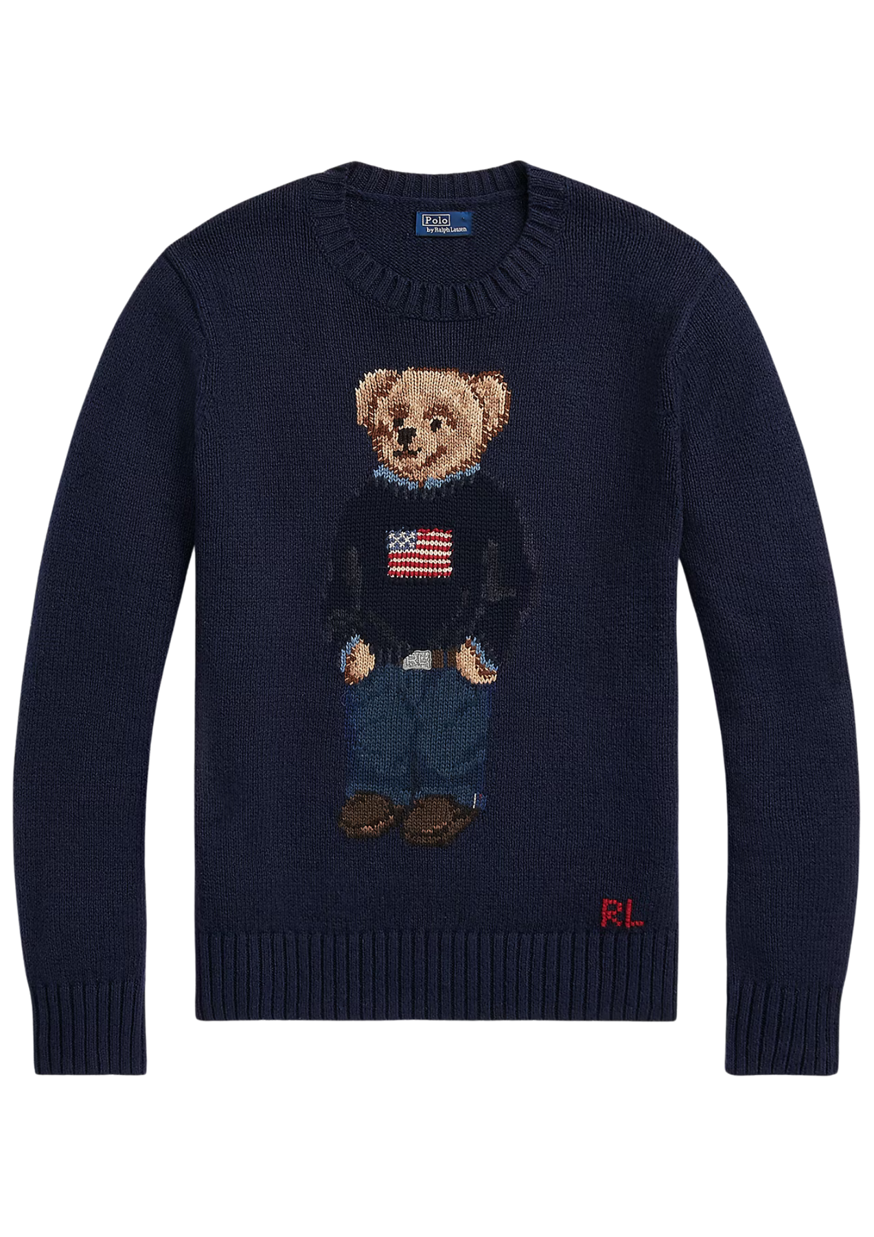Bear Sweater-Long Sleeve-Pullover - Navy Multi