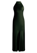 Lola Satin Halter Maxi Dress - Dark Green