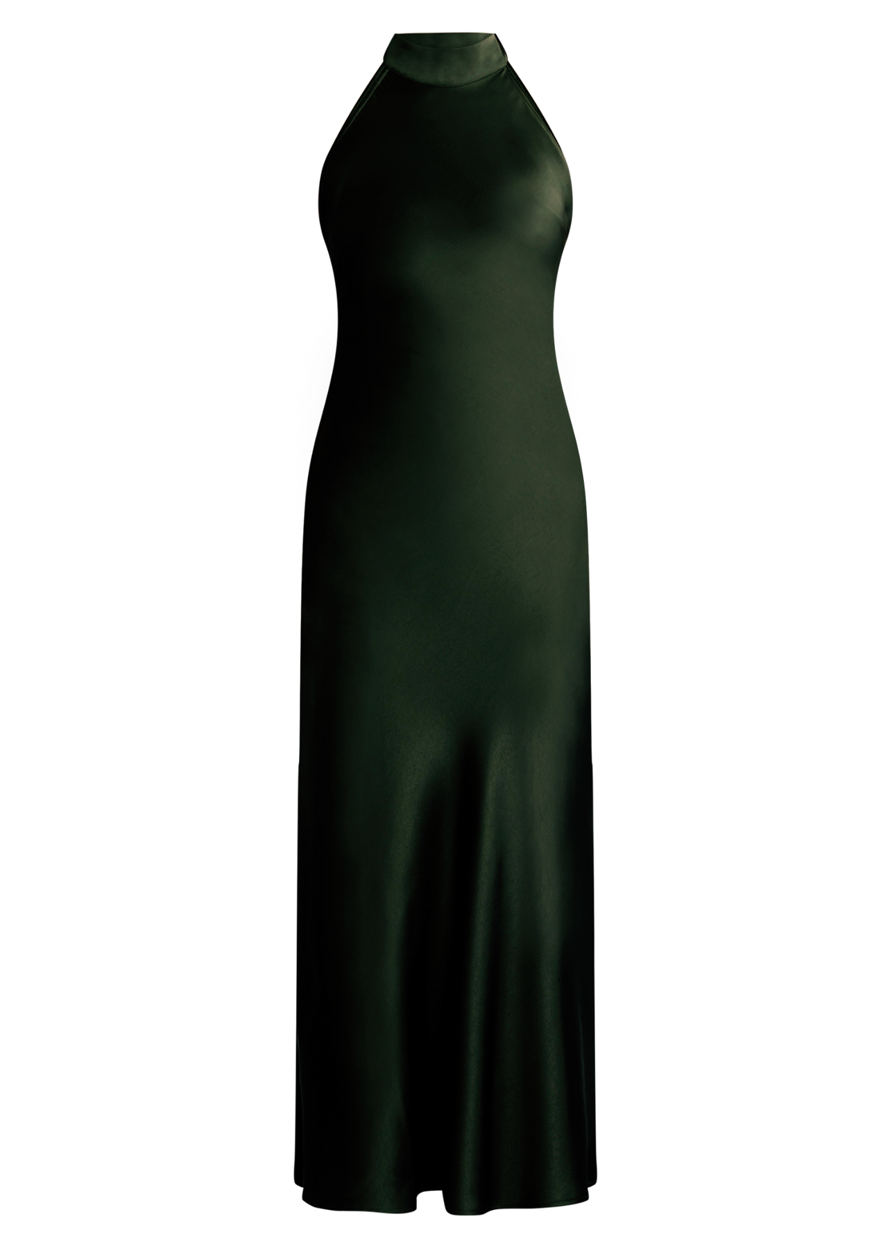Lola Satin Halter Maxi Dress - Dark Green