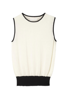 Classic Merino Tank - Cream Black