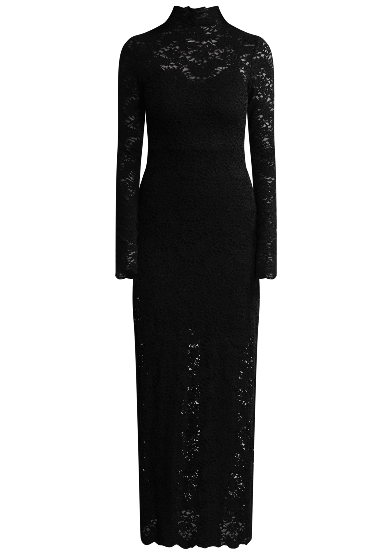 Olivia Bodycon Maxi Lace Dress - Black