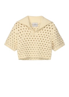 Knitted Short Sleeve Polo - Eggshell