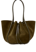 Large Ruched Tote Soft Suede - Olive