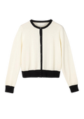 Classic Merino Cardigan - Cream Black