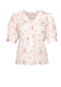 Hera Blouse - White Rose Print