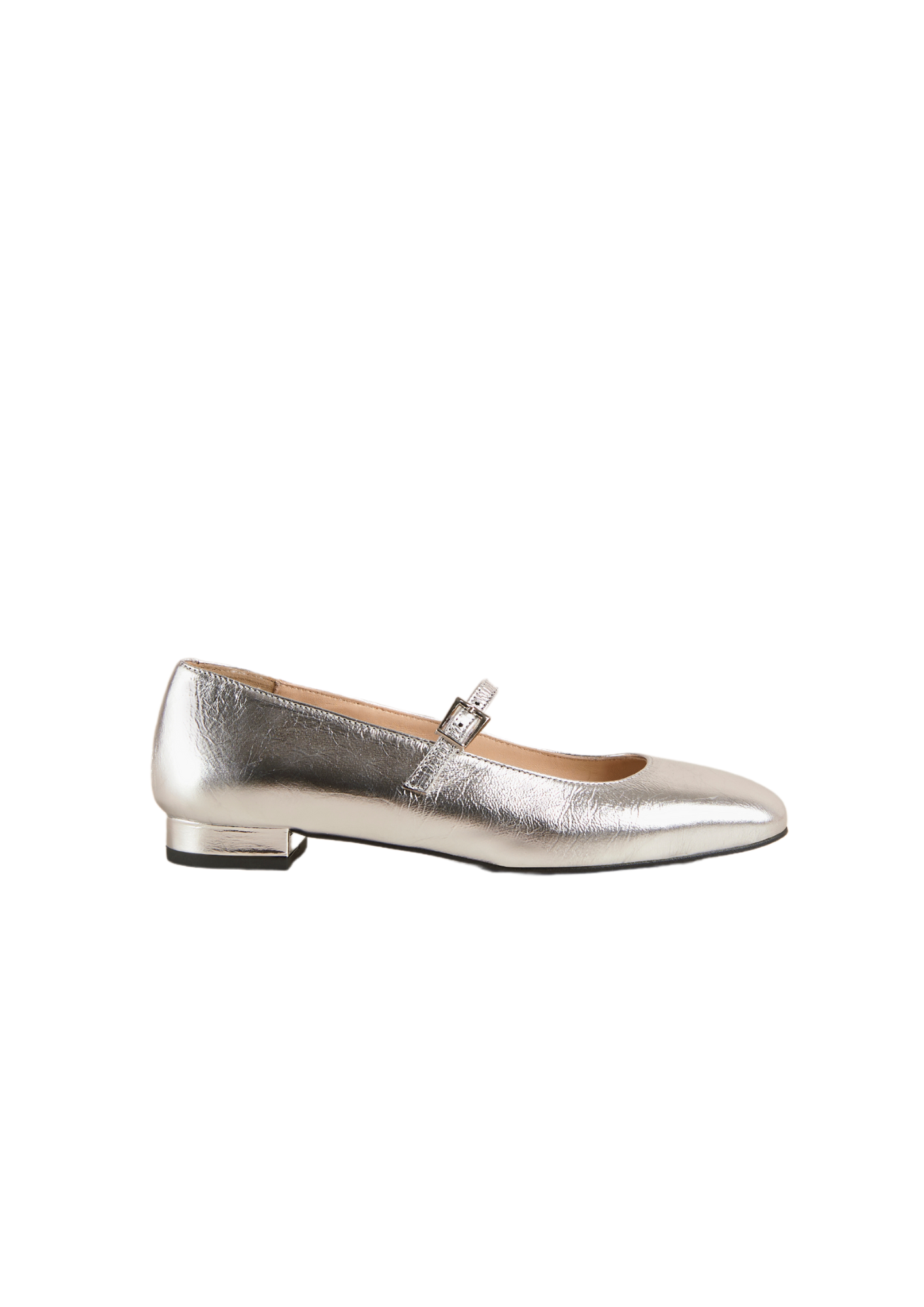 Por Do Sol Shimmer Leather Ballet Flats - Silver