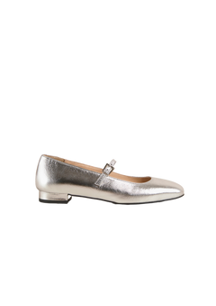 Por Do Sol Shimmer Leather Ballet Flats - Silver