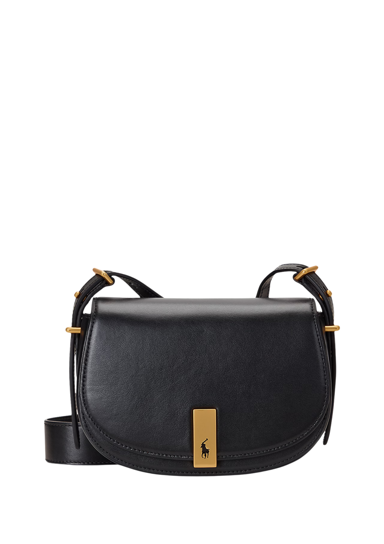 Polo Id Calfskin Mini Saddle Bag - Black