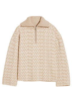 Cass Monogram Half Zip - Beige Mix