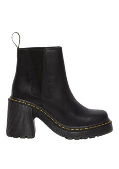 Spence Leather Flared Heel Chelsea Boots - Black