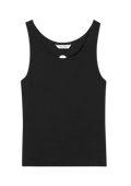 Fitted Rib Singlet - Black