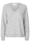 Lulu New Ls Knit V-Neck - Light Grey Melange