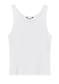 Fitted Rib Singlet - White
