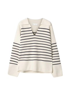 Cotton Storm Knit - Vanilla Navy Stripe