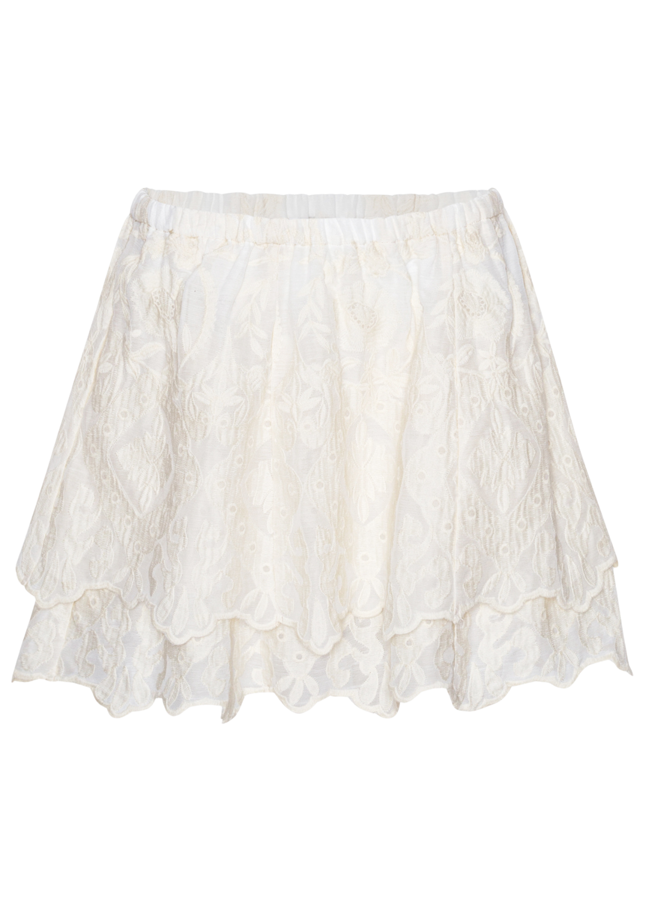Ellinoric Lace Mini Skirt - Vintage White
