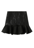 Satin Cloque Mini Skirt - Black