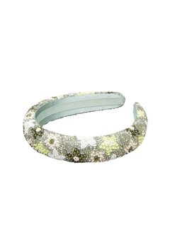 Olina Wide Beaded Hairbrace - Sage Green
