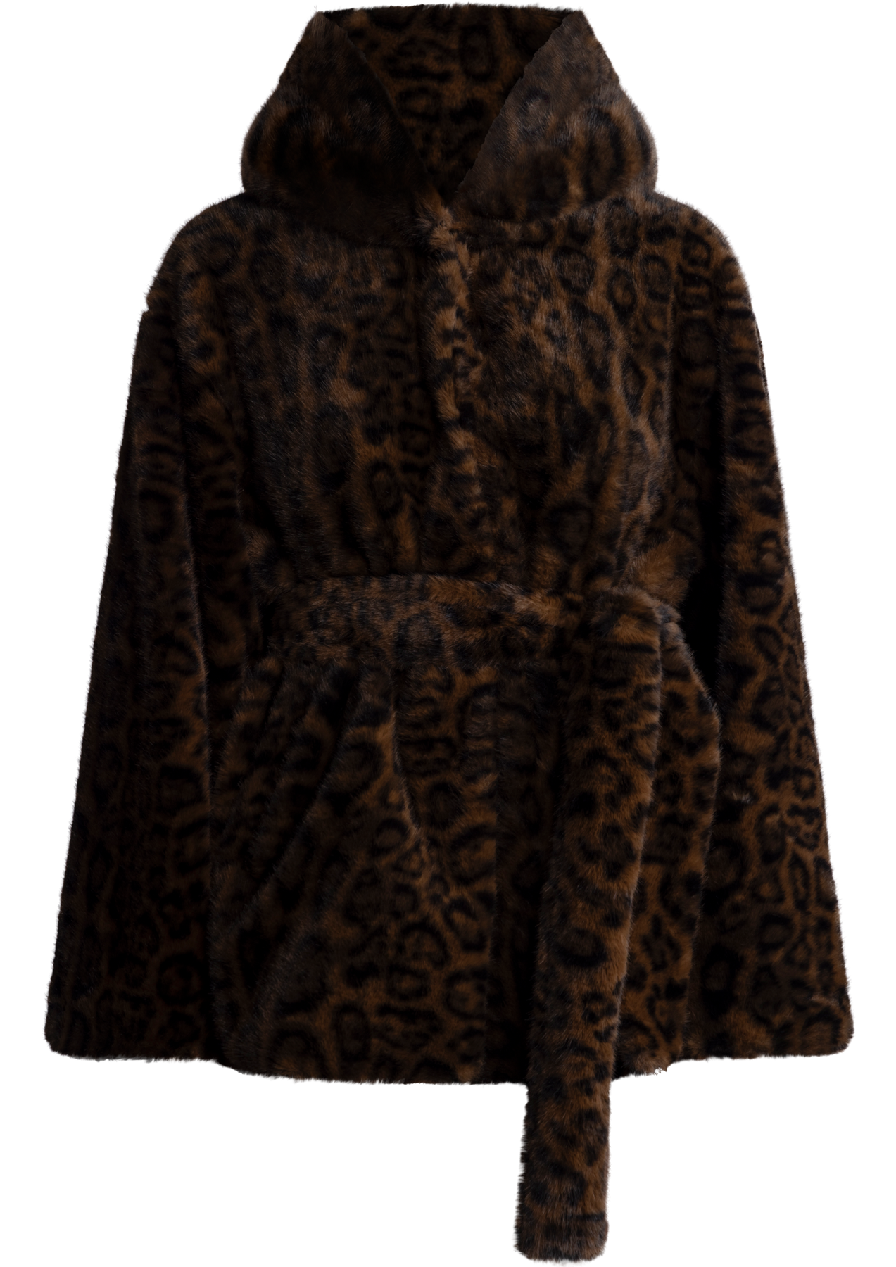 Fran Leo Faux Fur Jacket - Brown Leopard