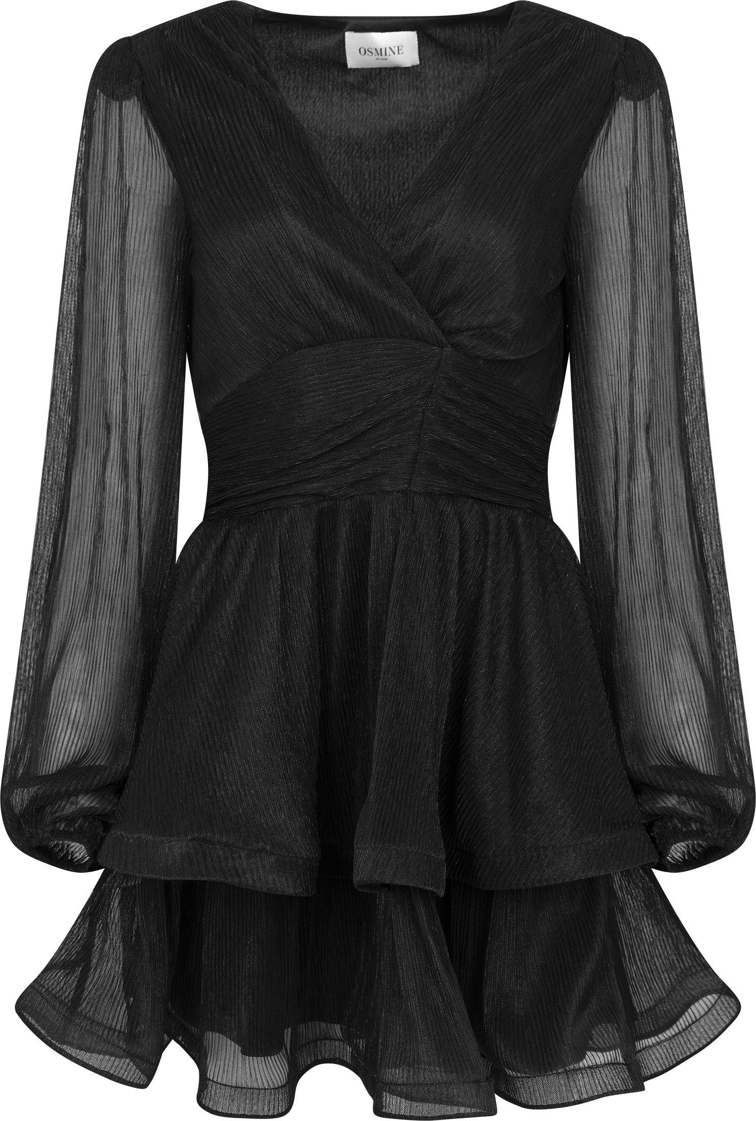 Jade Wave Plisse Dress - Black