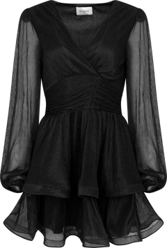 Jade Wave Plisse Dress - Black
