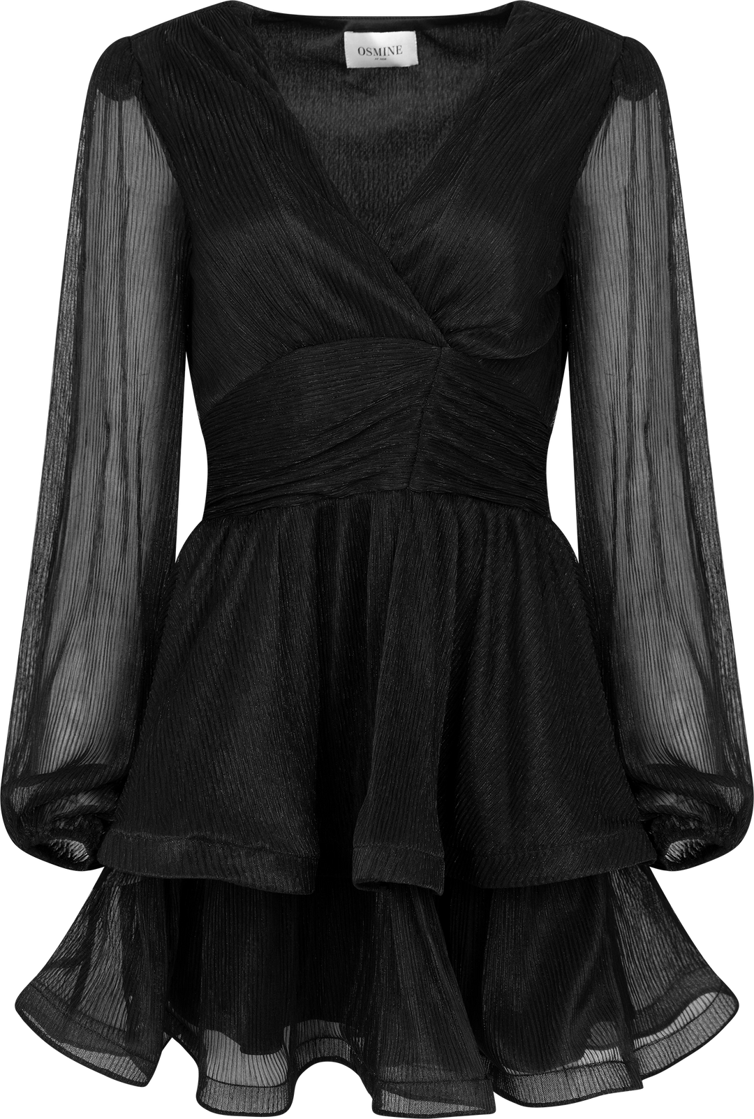 Jade Wave Plisse Dress - Black