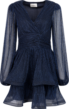 Jade Wave Plisse Dress - Navy