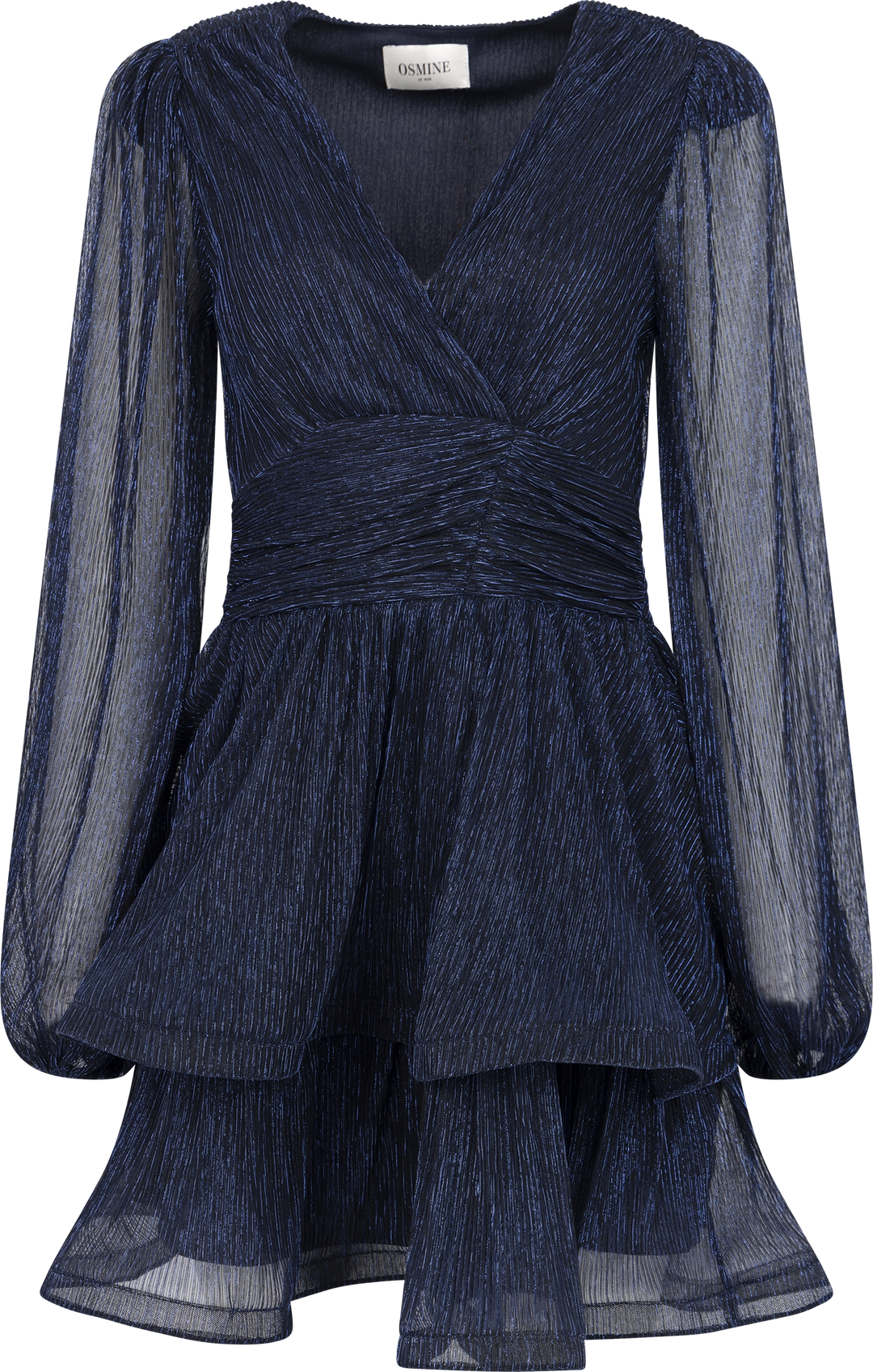 Jade Wave Plisse Dress - Navy