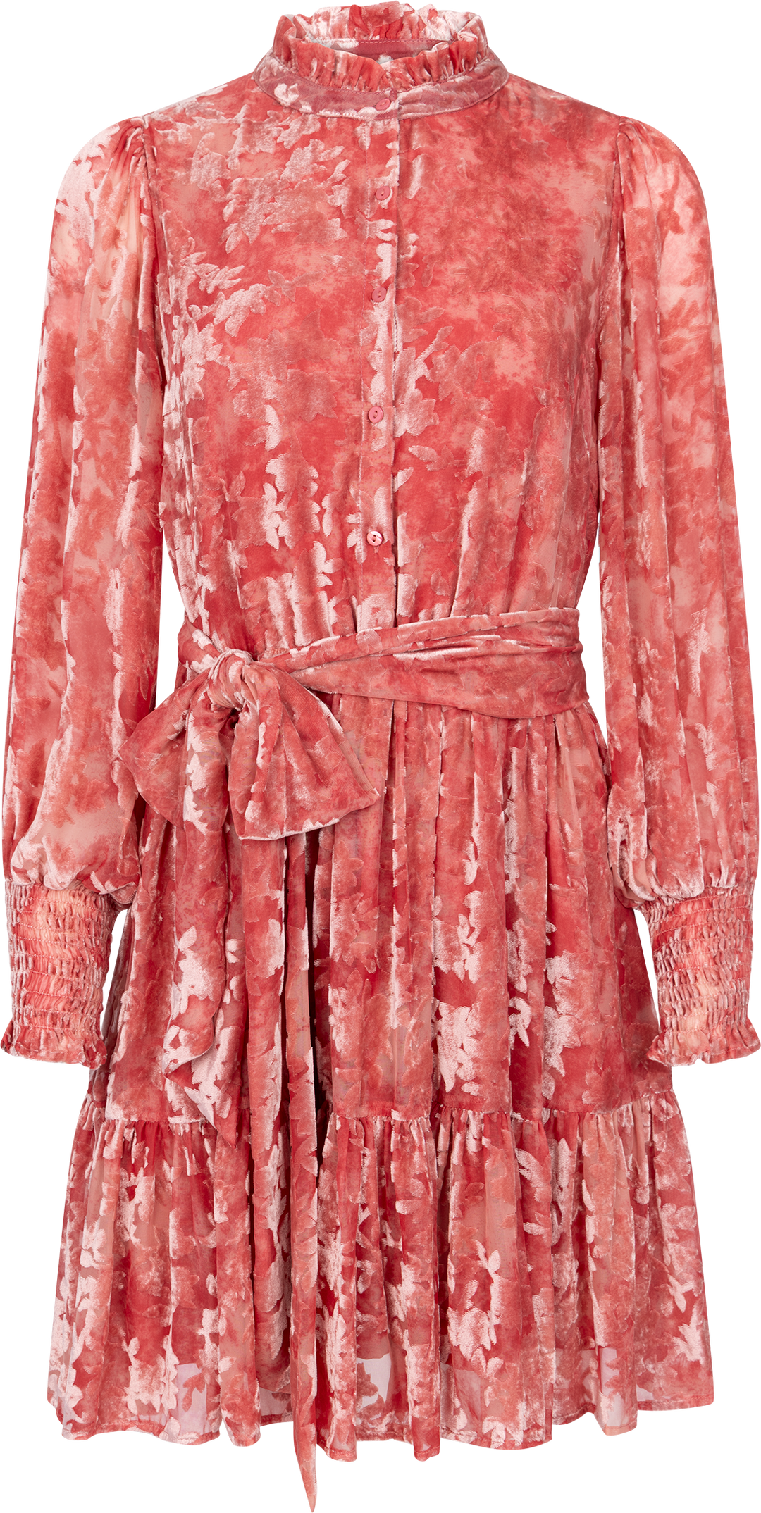 Saga Wide Velvet Flower Dress - Pink Flower
