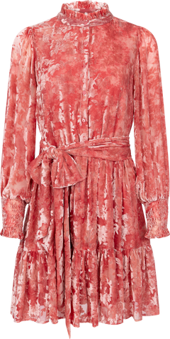 Saga Wide Velvet Flower Dress - Pink Flower