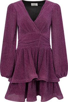 Jade Wave Sparkle Dress - Dark Pink
