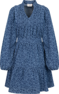 Evina Denim Leo Dress - Blue Leopard