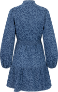 Evina Denim Leo Dress - Blue Leopard