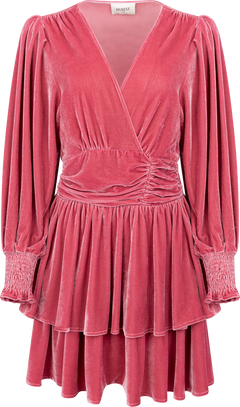 Jade Velvet Solid Dress - Dusty Pink