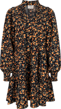 Embla Cord Flower Dress - Black Flower