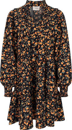 Embla Cord Flower Dress - Black Flower