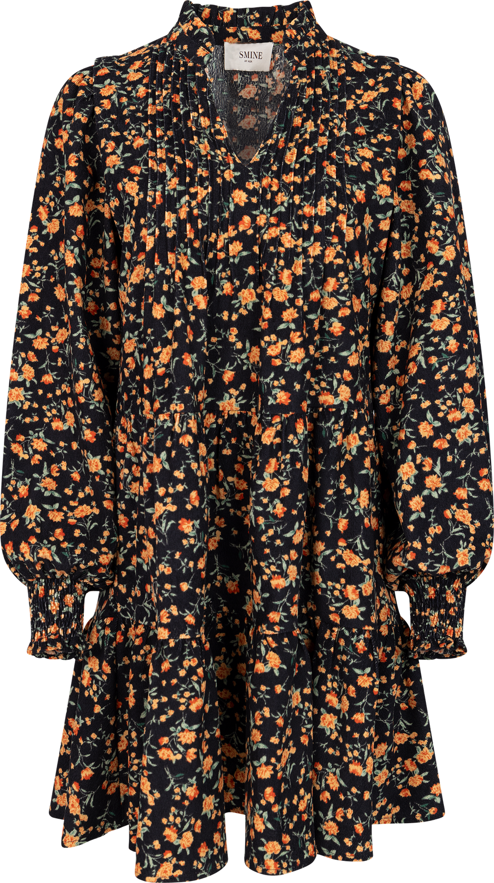 Embla Cord Flower Dress - Black Flower