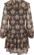 Hellvi Ruffle Chiffon Dress - Beige Paisley