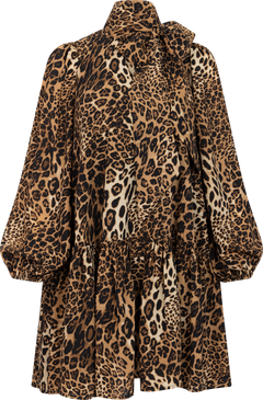 Jofrid Bow Mini Dress - Leopard