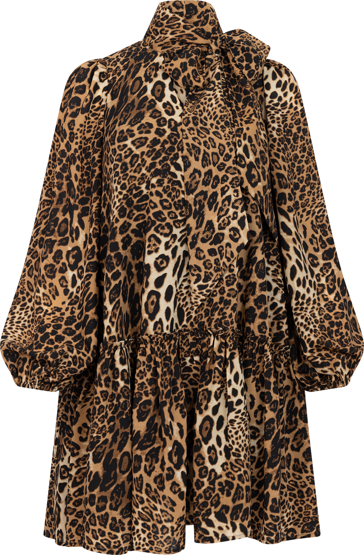 Jofrid Bow Mini Dress - Leopard