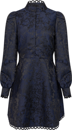 Bergine Brocade Pattern Dress - Dark Navy