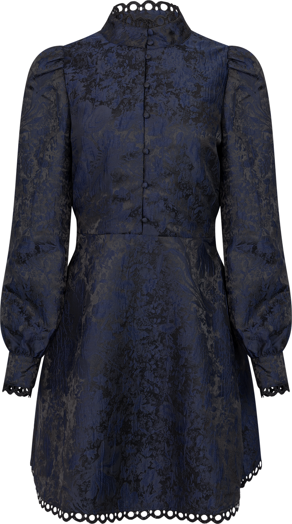 Bergine Brocade Pattern Dress - Dark Navy