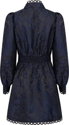 Bergine Brocade Pattern Dress - Dark Navy