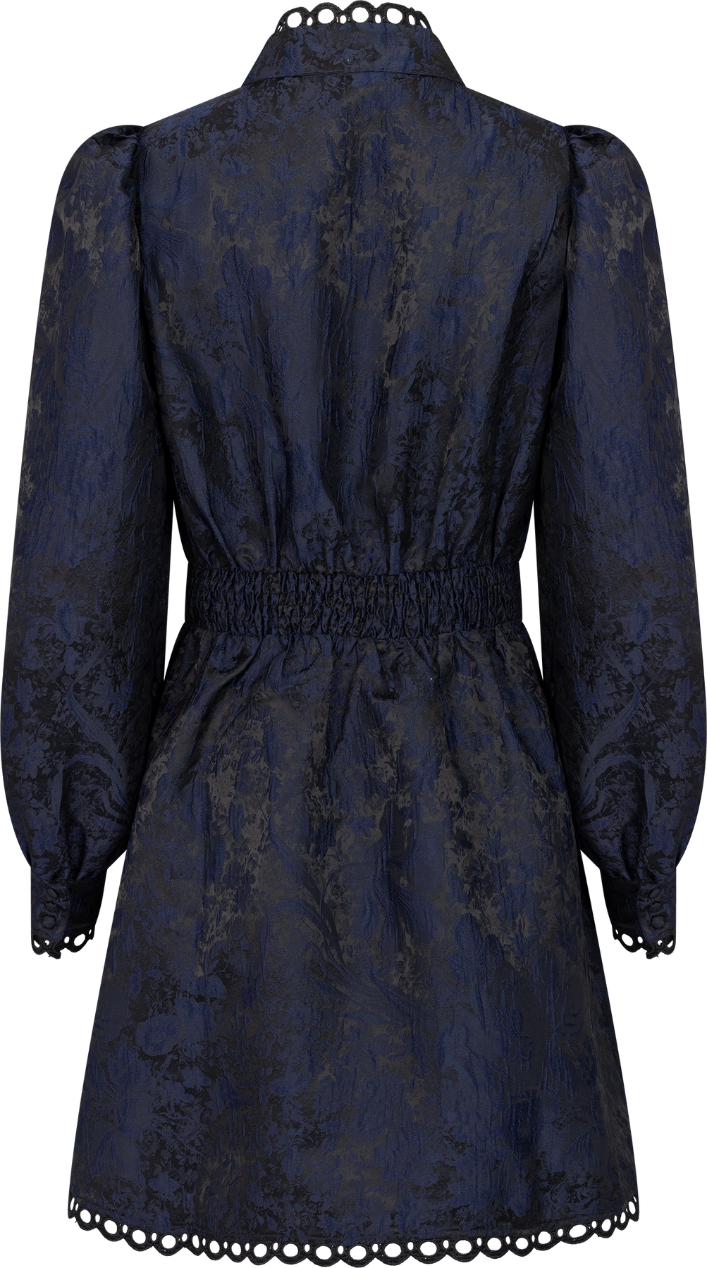 Bergine Brocade Pattern Dress - Dark Navy