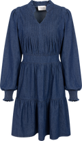 Evina Denim Solid Dress - Blue