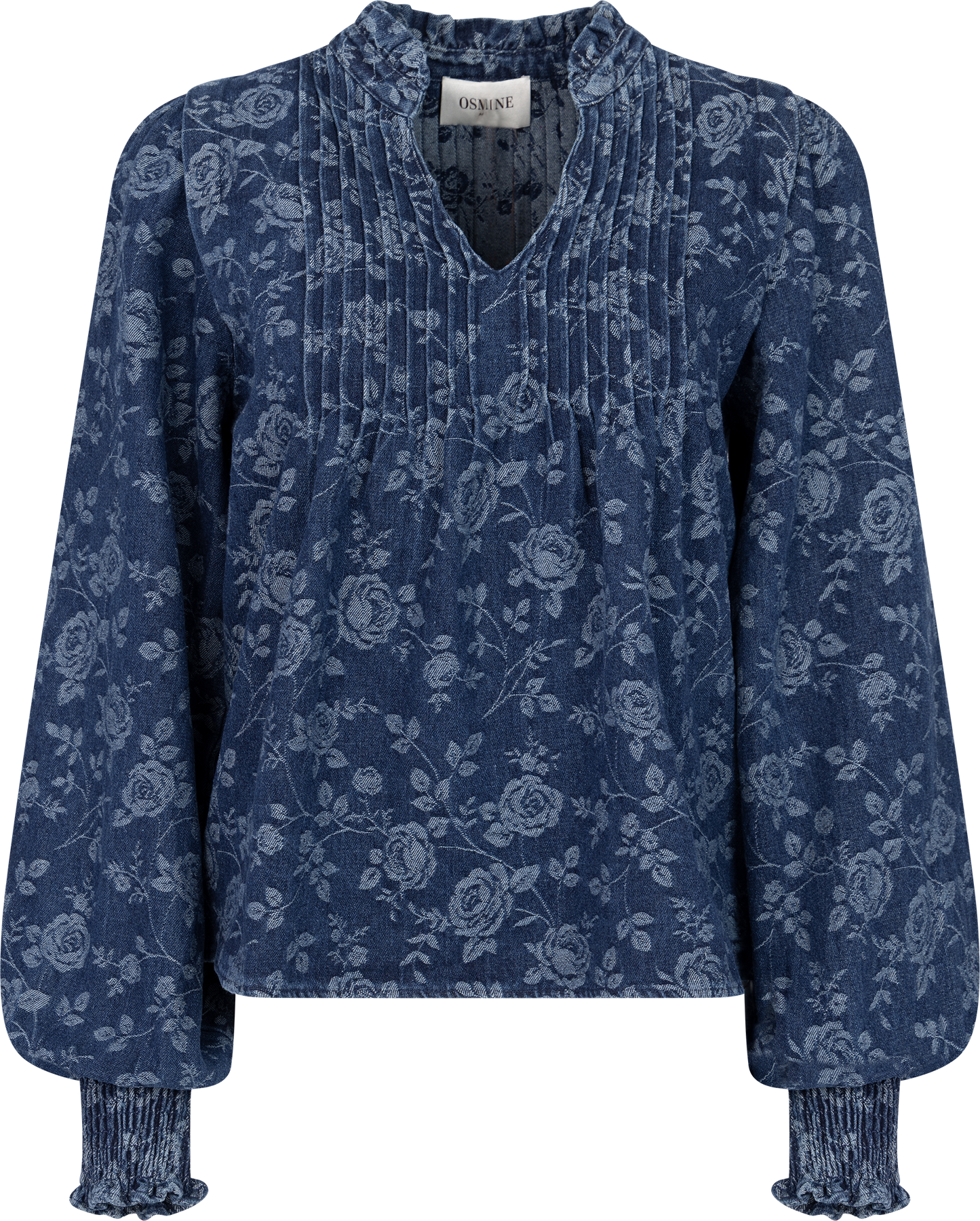 Emma Denim Jacquard Blouse - Blue Flower