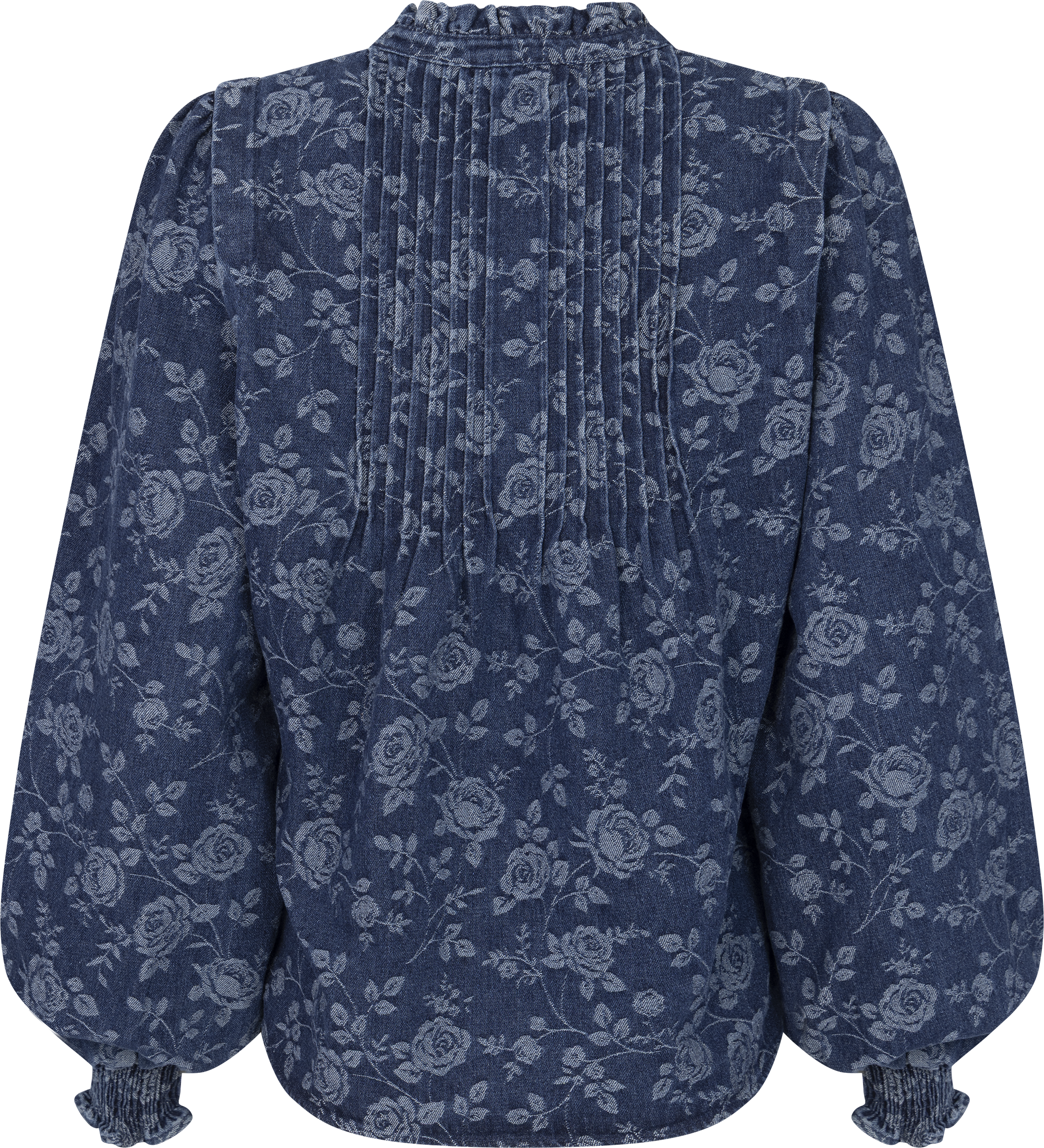 Emma Denim Jacquard Blouse - Blue Flower