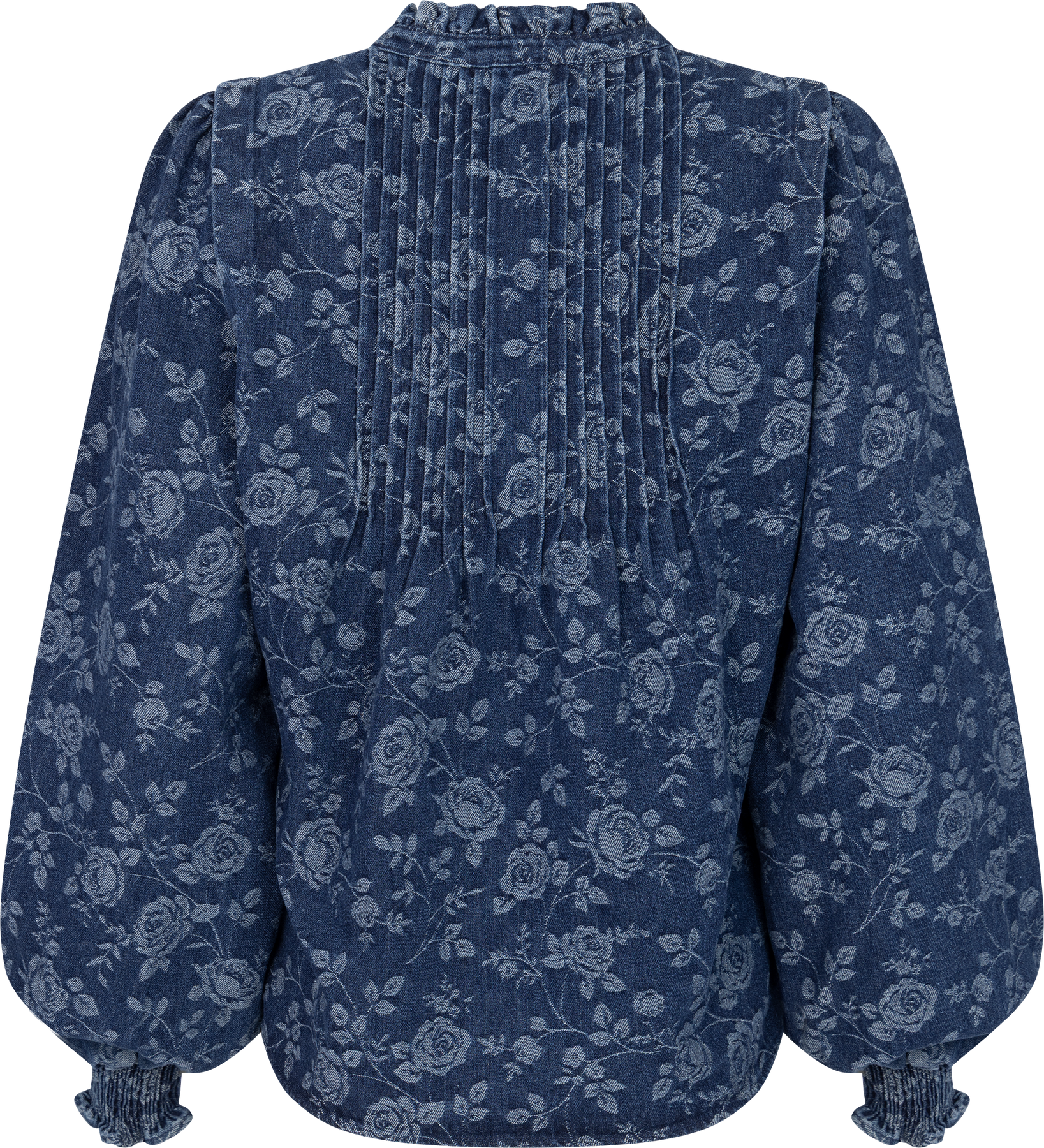 Emma Denim Jacquard Blouse - Blue Flower